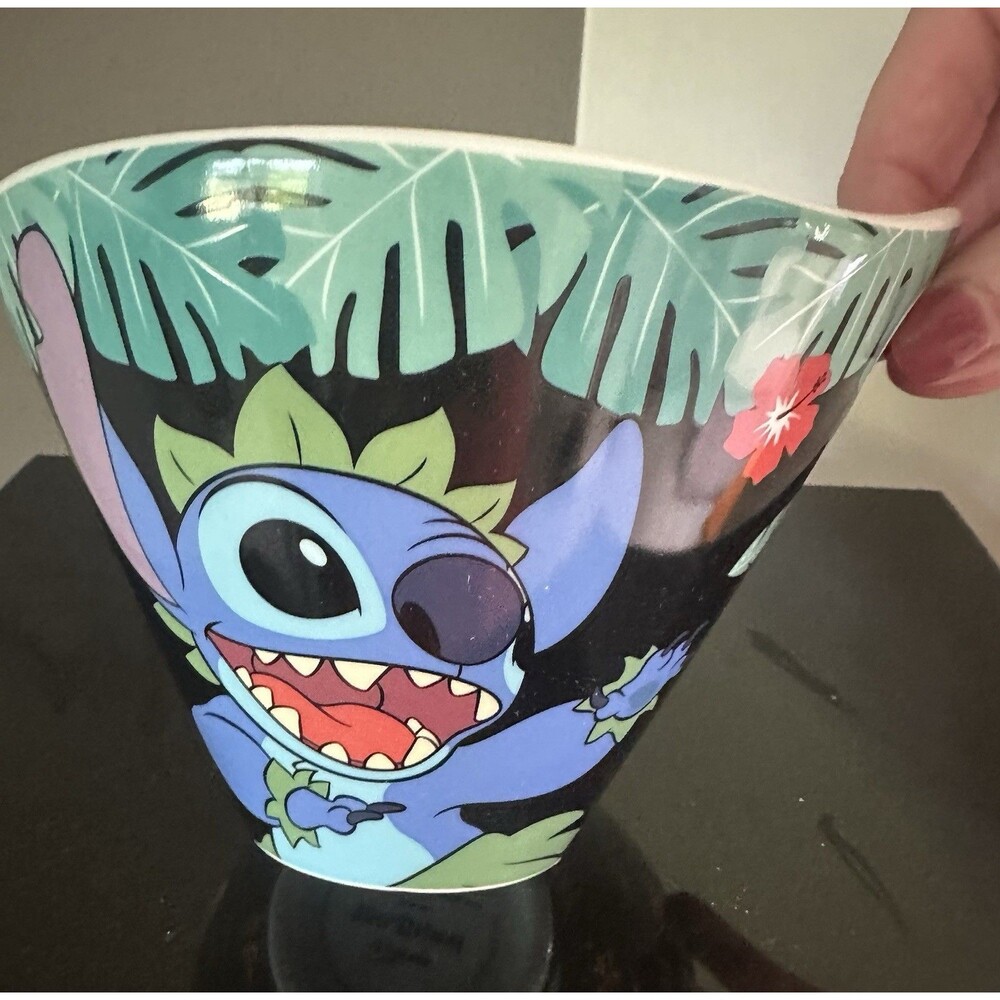 Disney Lilo & Stitch Black 6 5/8" Handled Ceramic Noodle Bowl by Zrike